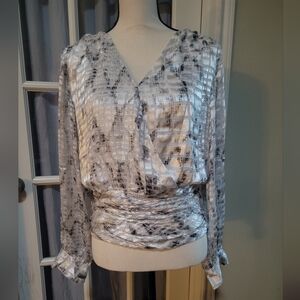 White House Black Market Silver and Black Blouse